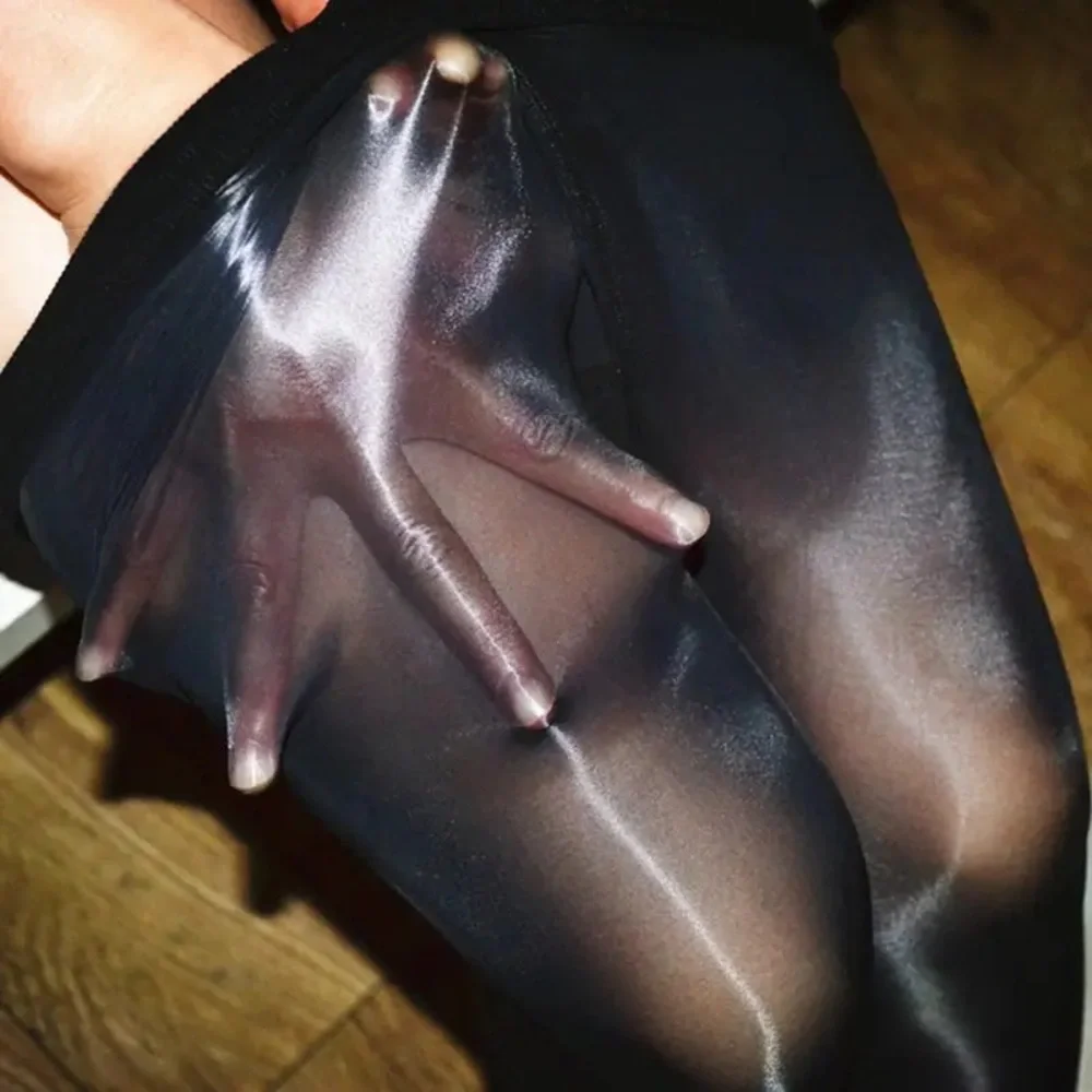 1pair Satin Nylon Pantyhose Shimmer Shiny Red